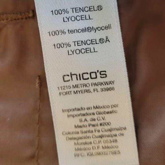 Chico's Front Pleated Skimmer Ankle Pants SZ 10 Tencel Brown Lightweight Flowy - Picture 8 of 9